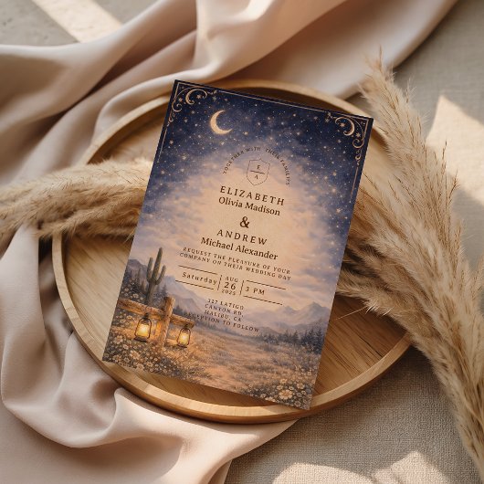 Celestial Desert Moonlit Western Wedding Einladung