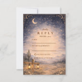 Celestial Desert Moonlit Western Wedding RSVP Karte (Vorderseite)