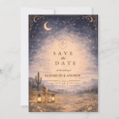 Celestial Desert Moonlit Western Wedding Save The Date (Vorderseite)