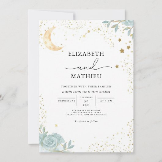 Celestial Dream Floral Wedding Einladung (Vorderseite)