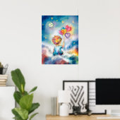 Celestial Dreams - Junge mit Herzblasen Poster (Heimbüro)