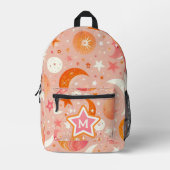 Celestial Dreams Orange und Pink Monogram Bedruckter Rucksack (Vorderseite)