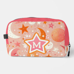 Celestial Dreams Orange und Pink Monogram Waschbeutel