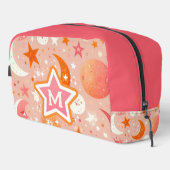 Celestial Dreams Orange und Pink Monogram Waschbeutel (Rechte Ecke)