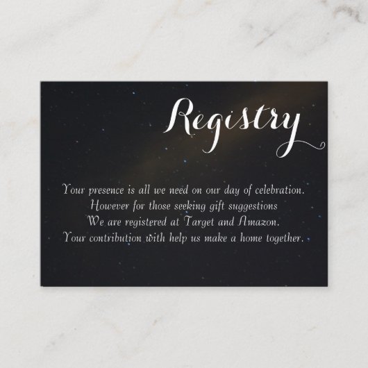 Celestial Dreams Registry Begleitkarte (Vorderseite)