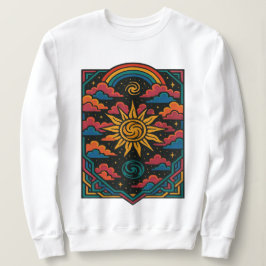 Celestial Dreams - Retro Sun & Rainbow Tarot Art Sweatshirt