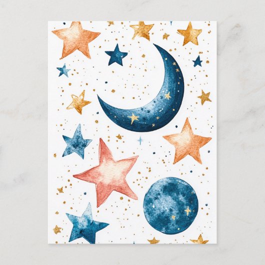 Celestial Dreams Watercolor Postkarte (Vorderseite)