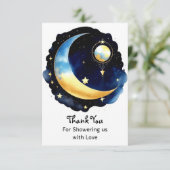 Celestial Dreamscape Boy Babydusche Dankeskarte (Stehend Vorderseite)