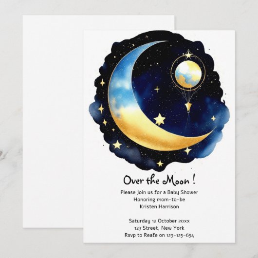 Celestial Dreamscape Boy Babydusche Einladung (Vorne/Hinten)