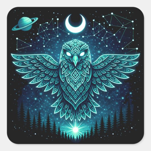 Celestial Eagle – Stellar Freedom Wildlife Galaxy  Quadratischer Aufkleber (Vorderseite)