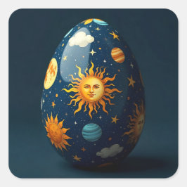 Celestial Easter Egg Quadratischer Aufkleber