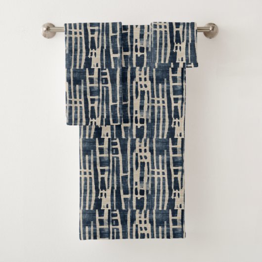 Celestial Echoes in Cloth Shibori Japanisch Badhandtuch Set (Insitu)