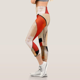 Celestial Elegance: Abstrakte Erkundung in Beige Capri Leggings