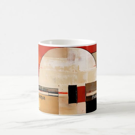 Celestial Elegance: Abstrakte Erkundung in Beige Kaffeetasse (Mittel)