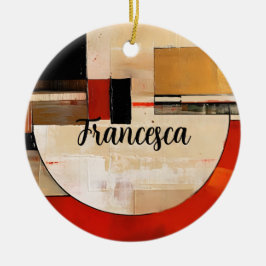 Celestial Elegance: Abstrakte Erkundung in Beige Keramik Ornament