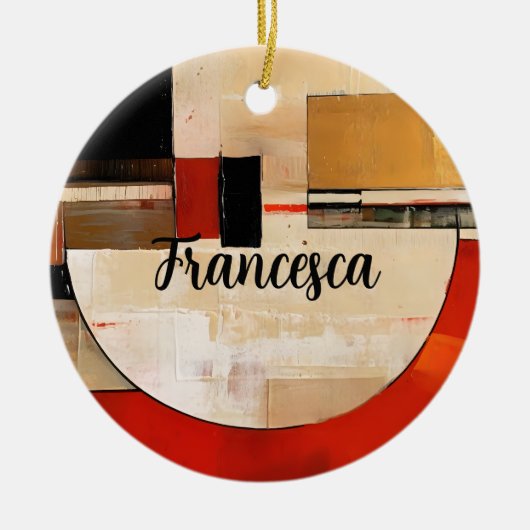 Celestial Elegance: Abstrakte Erkundung in Beige Keramik Ornament (Vorne)