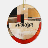 Celestial Elegance: Abstrakte Erkundung in Beige Keramik Ornament (Links)