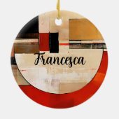 Celestial Elegance: Abstrakte Erkundung in Beige Keramik Ornament (Hinten)