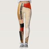 Celestial Elegance: Abstrakte Erkundung in Beige Leggings (Vorderseite)