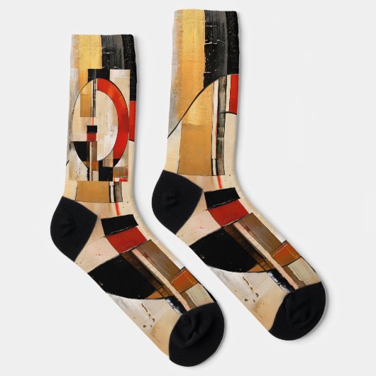 Celestial Elegance: Abstrakte Erkundung in Beige Socken (Rechts)