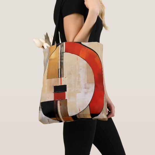 Celestial Elegance: Abstrakte Erkundung in Beige Tasche (Von Nahem)