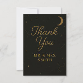 Celestial Elegant Black & Gold Wedding Vielen Dank Dankeskarte