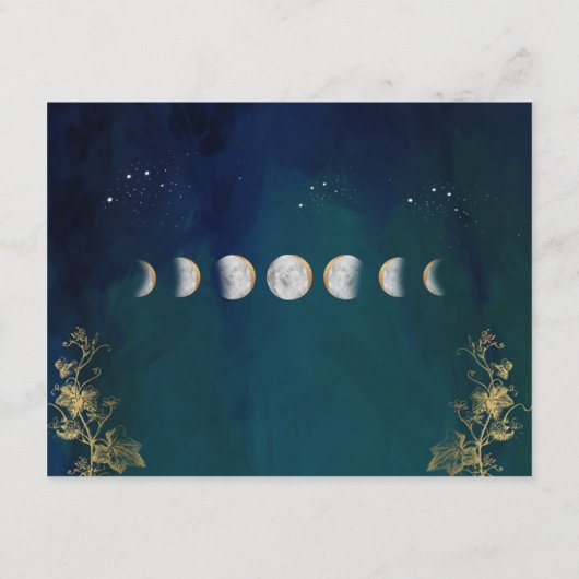 Celestial Elegant Blue, Navy Green Wedding Details Begleitkarte (Rückseite)