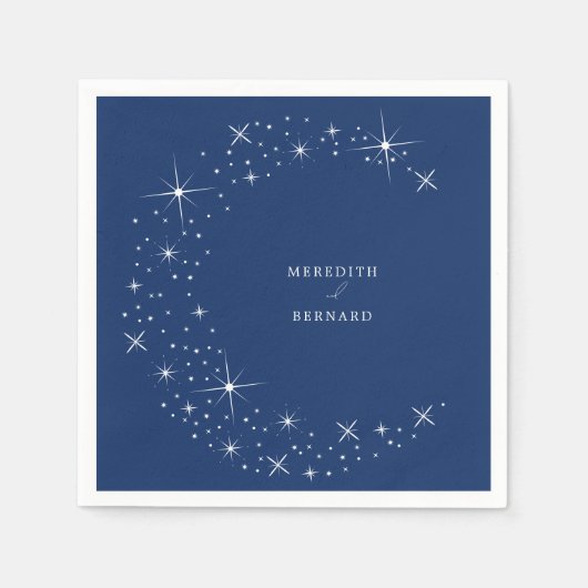 Celestial Elegant Moon Navy Blue Wedding Napkin Serviette (Vorderseite)
