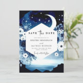 Celestial Elegant Moonlit Wedding Save The Date (Stehend Vorderseite)