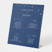 Celestial Elegant Navy Blue Wedding Drinks Bar Sockelschild (Vorderseite)