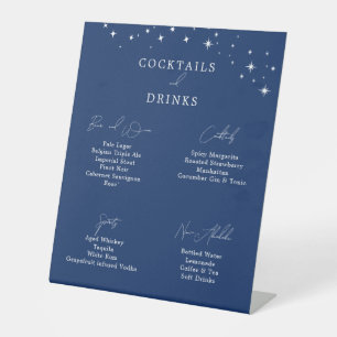 Celestial Elegant Navy Blue Wedding Drinks Bar Sockelschild