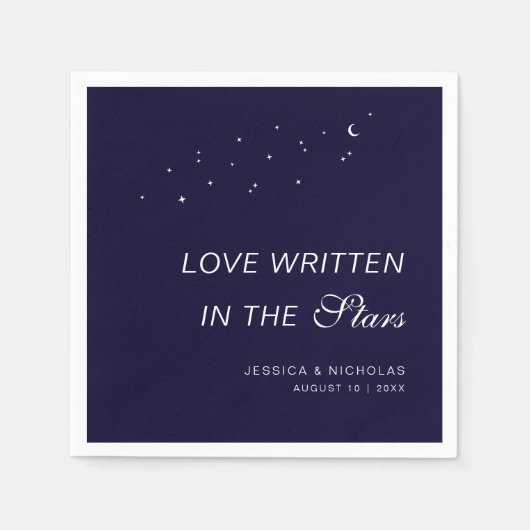 Celestial Elegant Script Midnight Blue Wedding Serviette (Vorderseite)