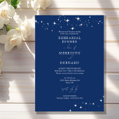 Celestial Elegant Wedding Blue Rehearsal Dinner Einladung