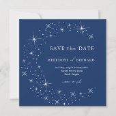 Celestial Elegant Wedding Moon Blue Save The Date (Vorderseite)