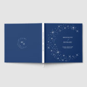 Celestial Elegant Wedding Moon Navy Blue Monogram Gästebuch (Voll)