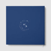 Celestial Elegant Wedding Moon Navy Blue Monogram Gästebuch (Rückseite)