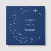 Celestial Elegant Wedding Moon Navy Blue Monogram Gästebuch (Vorderseite)