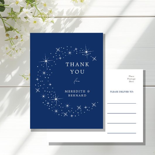 Celestial Elegant Wedding Moon Thank You Postcard Postkarte