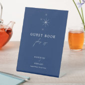 Celestial Elegant Wedding Navy Blue Guest Book Sockelschild (In Situ)