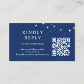 Celestial Elegant Wedding Navy Blue QR Code RSVP Begleitkarte (Vorderseite)