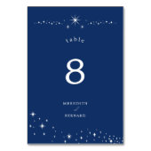 Celestial Elegant Wedding Stars Navy Blue Tischnummer (Rückseite)