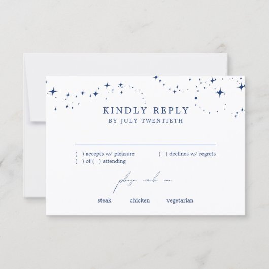 Celestial Elegant Wedding White RSVP Response Card (Vorderseite)