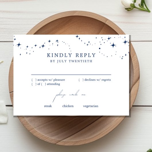 Celestial Elegant Wedding White RSVP Response Card Karte