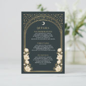 Celestial Elegante Art Nouveau Hochzeit Details Begleitkarte (Stehend Vorderseite)