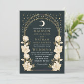 Celestial Elegante Art Nouveau Hochzeit Einladung (Stehend Vorderseite)