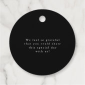 Celestial Elegante Script Minimal Black Wedding Geschenkanhänger (Rückseite)