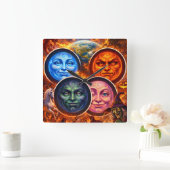 Celestial elemental ritual Gothic square fanta tea Quadratische Wanduhr (Zuhause)