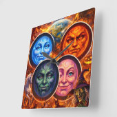 Celestial elemental ritual Gothic square fanta tea Quadratische Wanduhr (Winkel)