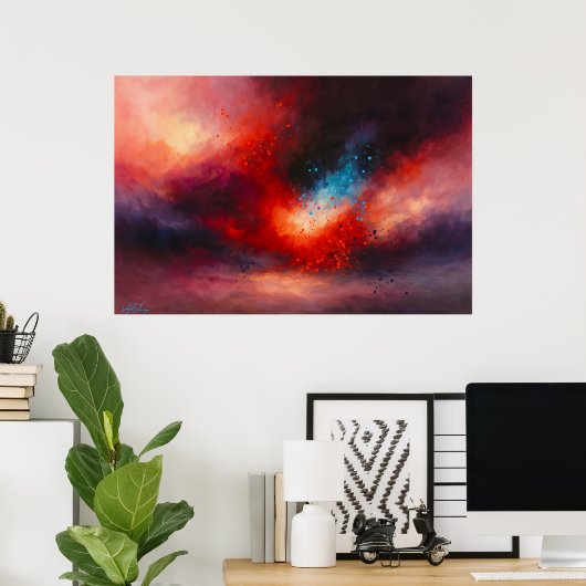 Celestial Emberfall Abstract Poster (Heimbüro)
