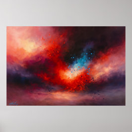 Celestial Emberfall Abstract Poster